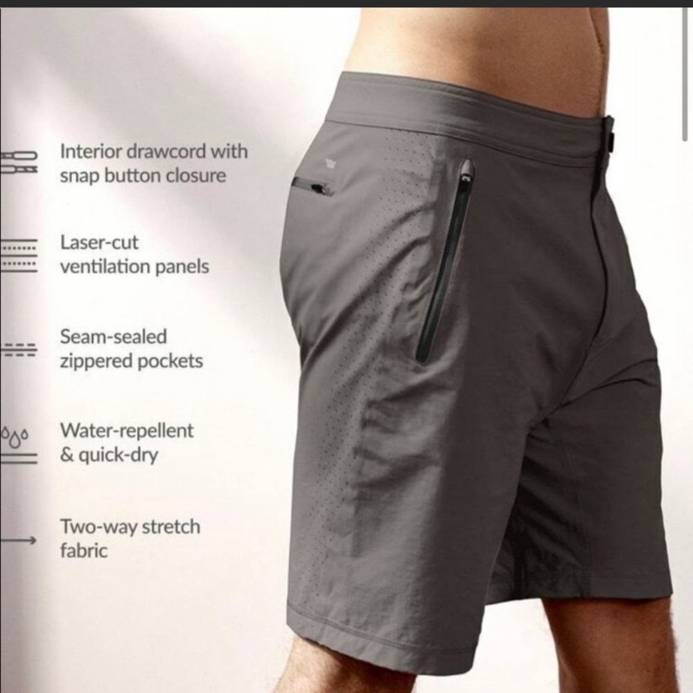 MACK WELDON 4 Way Active Short Workout Athletic Breathable Spandex Gray LARGE